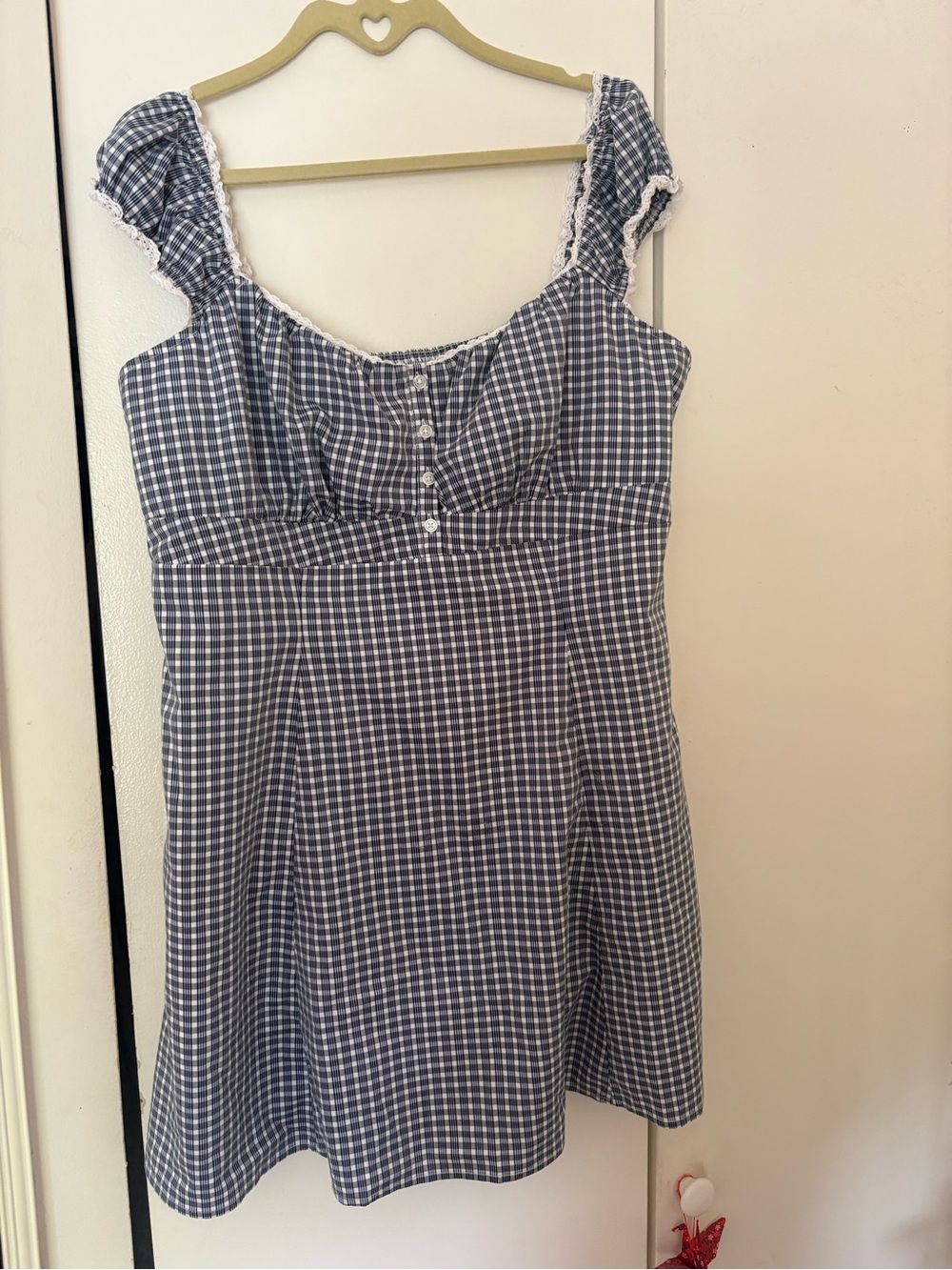 hollister blue and white plaid dress with buttons